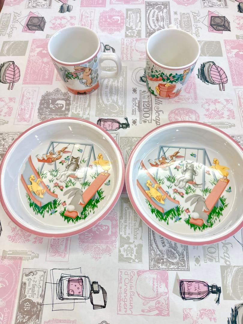 【米国ティファニー】 プレイグラウンド　ボウル＆コップ4点セット