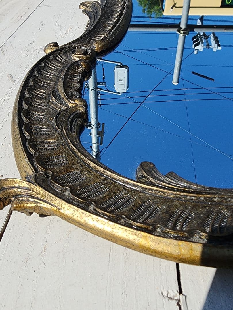 【最終価格】イタリア製 ヴィンテージ 壁掛けミラー 鋳物フレーム シャビー