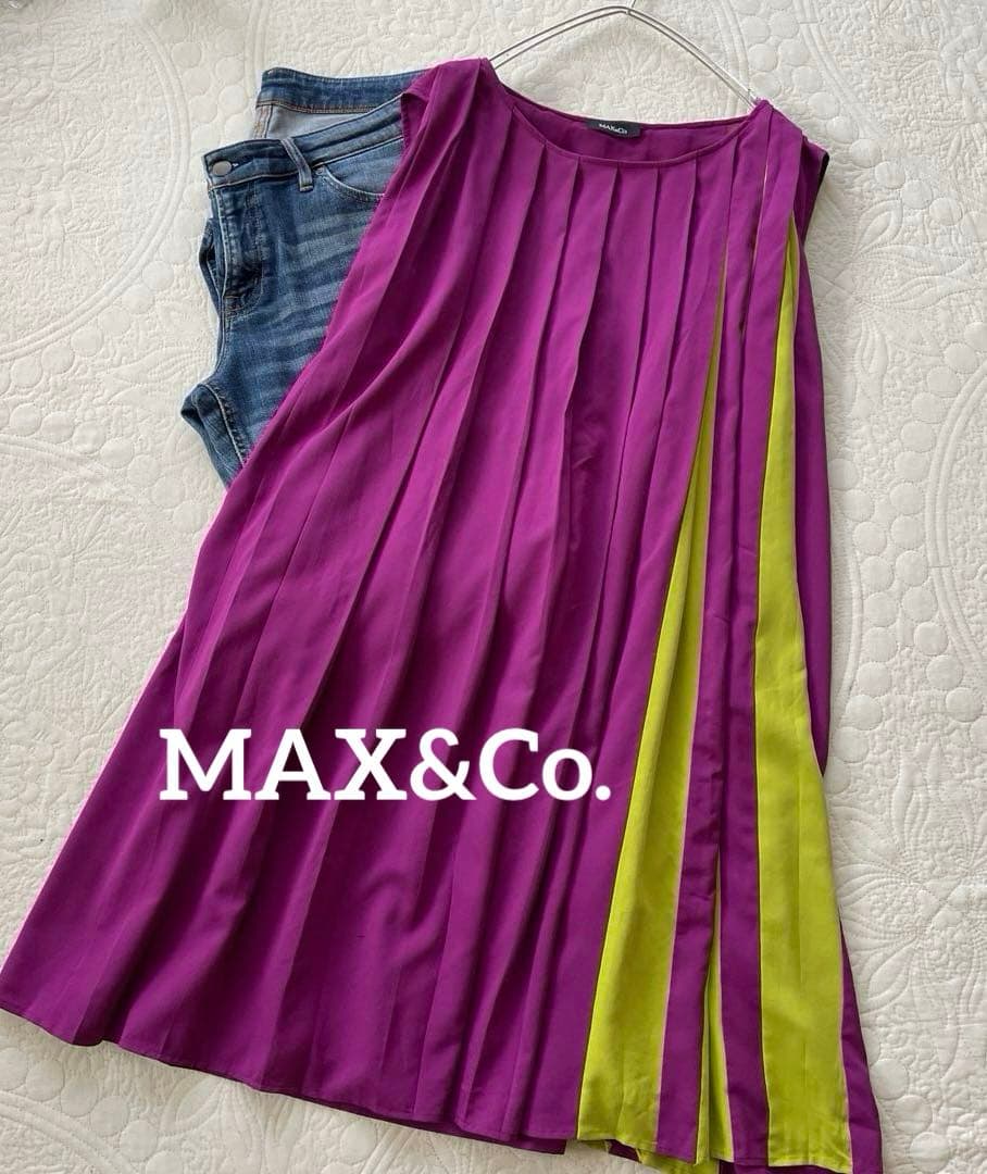 MAX&Co. バイカラープリーツワンピース　ゆったり　リゾートにも