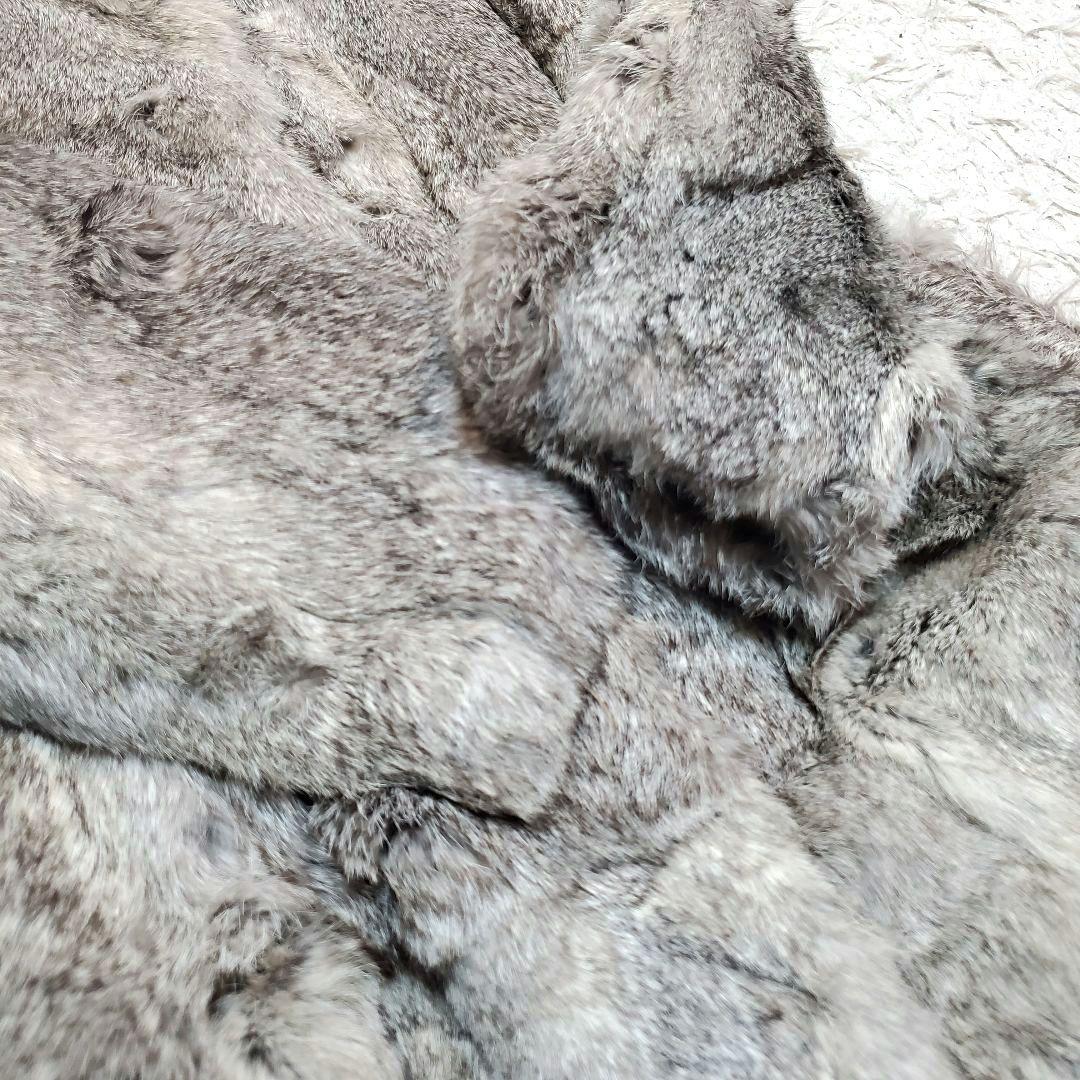 美品 ラビットファー 毛皮 ロングコート モコモコ ベルト付き リアルファー