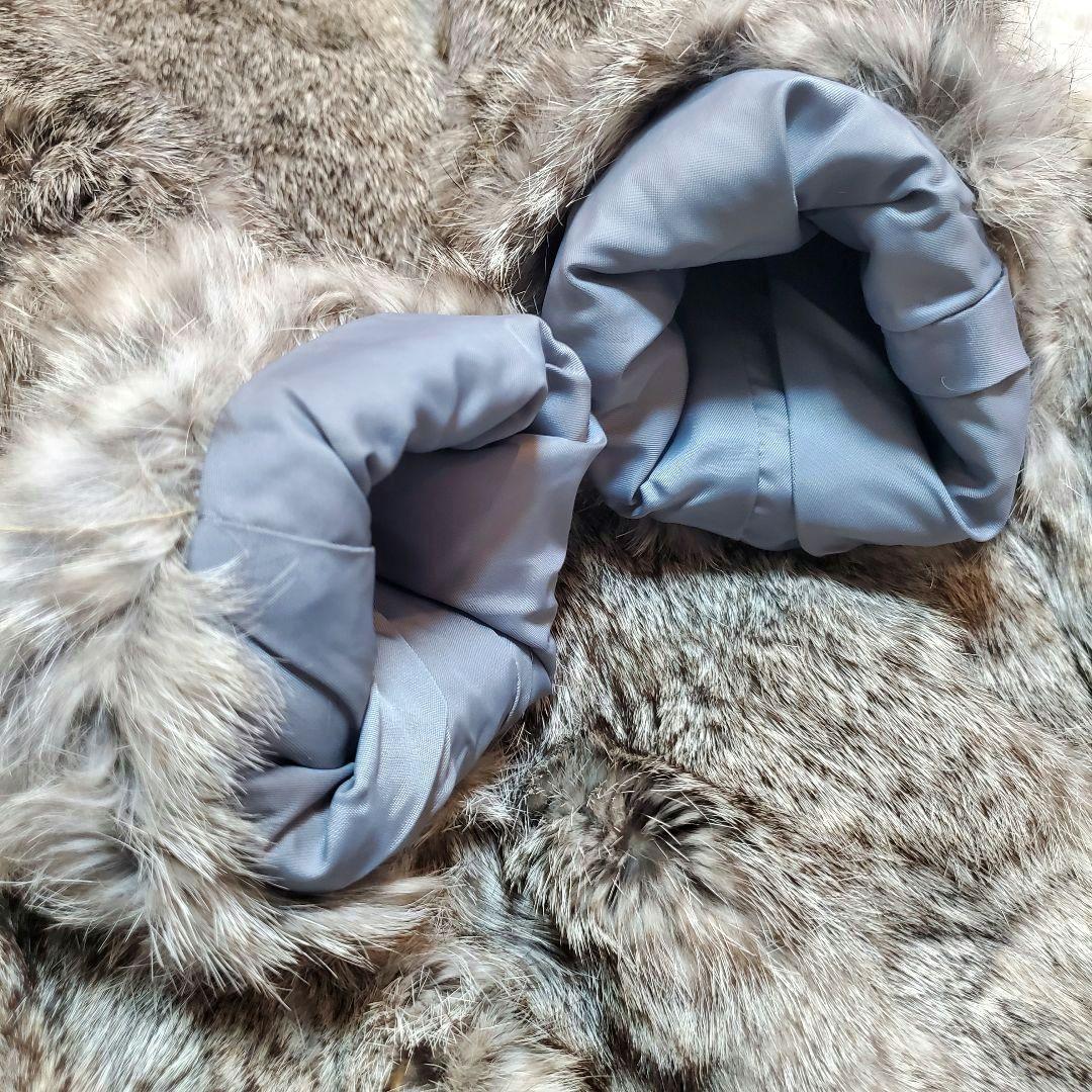 美品 ラビットファー 毛皮 ロングコート モコモコ ベルト付き リアルファー