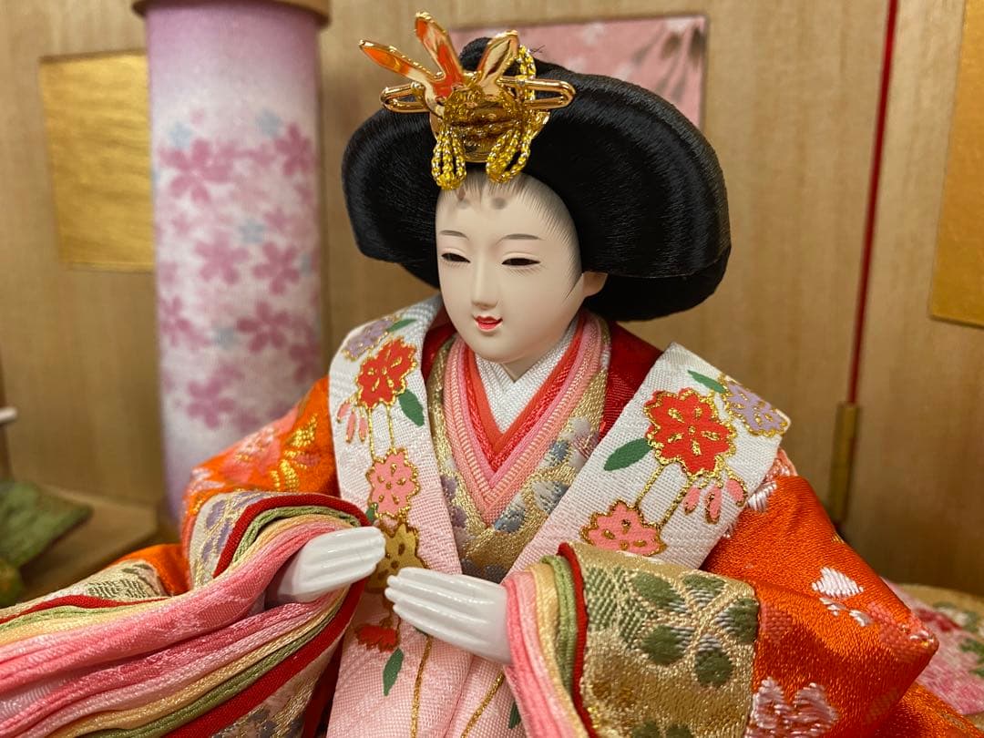 東京久月　五人飾り収納用三段セット・白木・間口約５０×奥行約５０×高さ約５９㎝