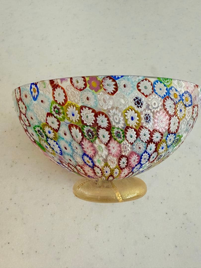 ベネチアンガラス ミルフィオリ 江波冨士子 食器茶碗 高台　貴重　金彩