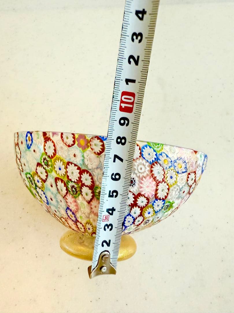 ベネチアンガラス ミルフィオリ 江波冨士子 食器茶碗 高台　貴重　金彩