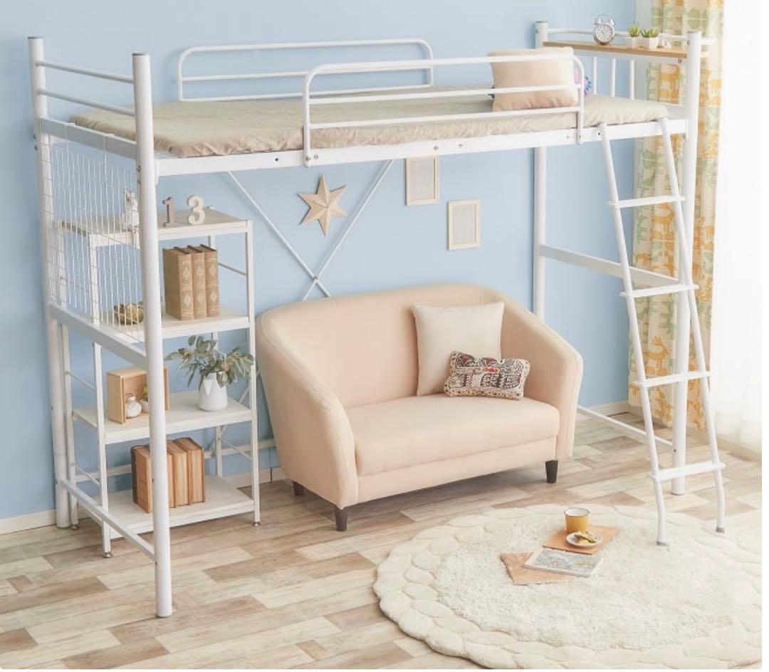 ホワイト ロフトベッド 213cm x 97.5cm