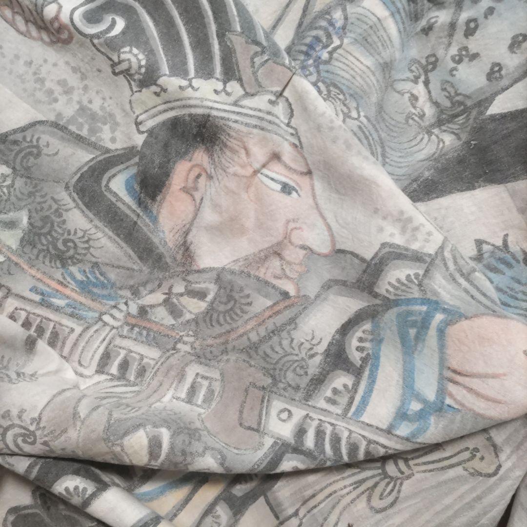 大幅値下‼️《年代物、作家物手描幟旗》（希少価値）武者四人、インテリア1303