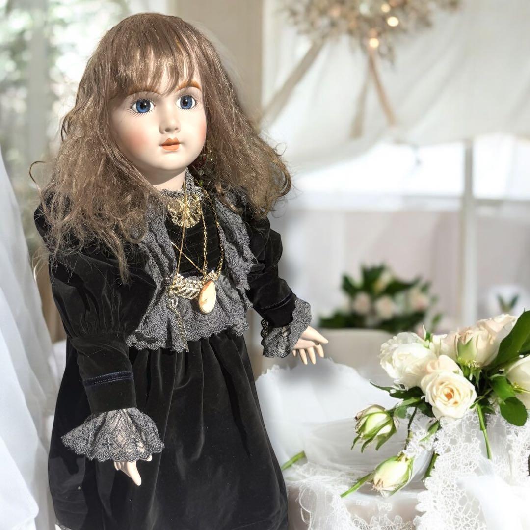 ビスクドール アーテー リプロ AT ブラックドレス 黒 シェルカメオ アクセ