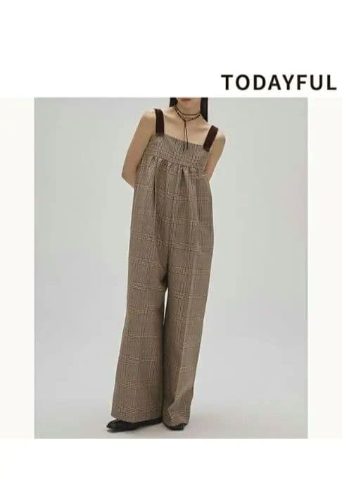 新品タグ付きTODAYFUL Check Wide Combinaison　36