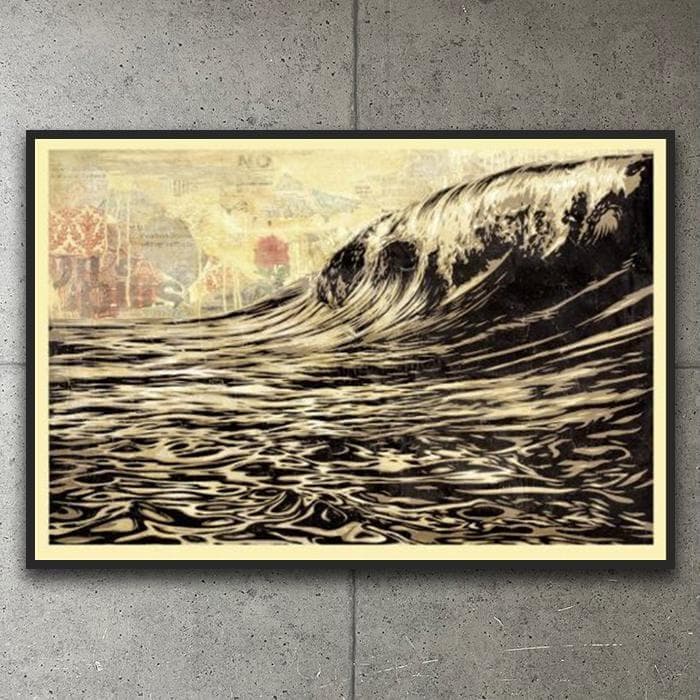 【額装済・直筆サイン】OBEY「Dark Wave」アートポスター