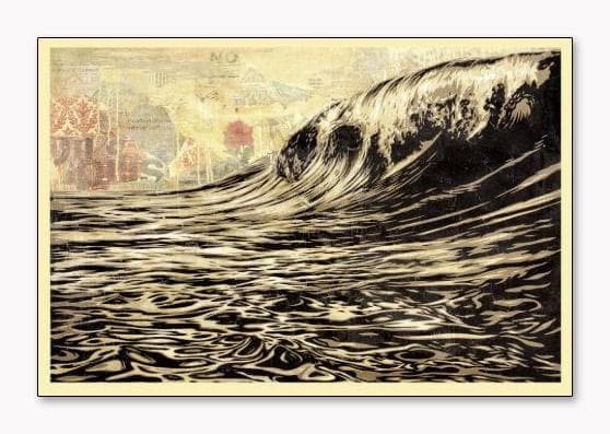 【額装済・直筆サイン】OBEY「Dark Wave」アートポスター