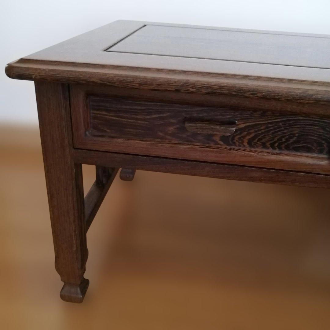 文机 座机 ローデスク 昭和レトロ アンティーク 片軸 古家具 書斎 和家具