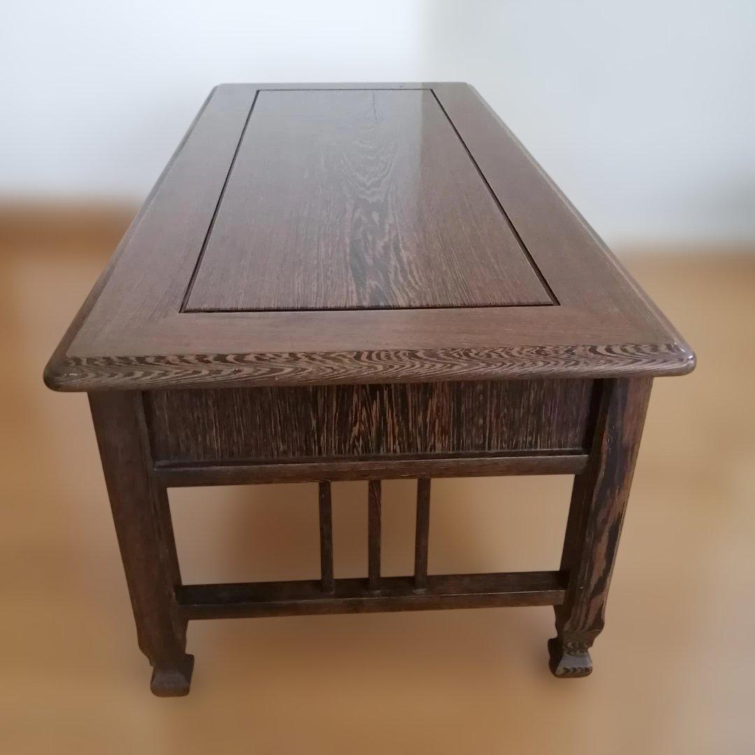 文机 座机 ローデスク 昭和レトロ アンティーク 片軸 古家具 書斎 和家具