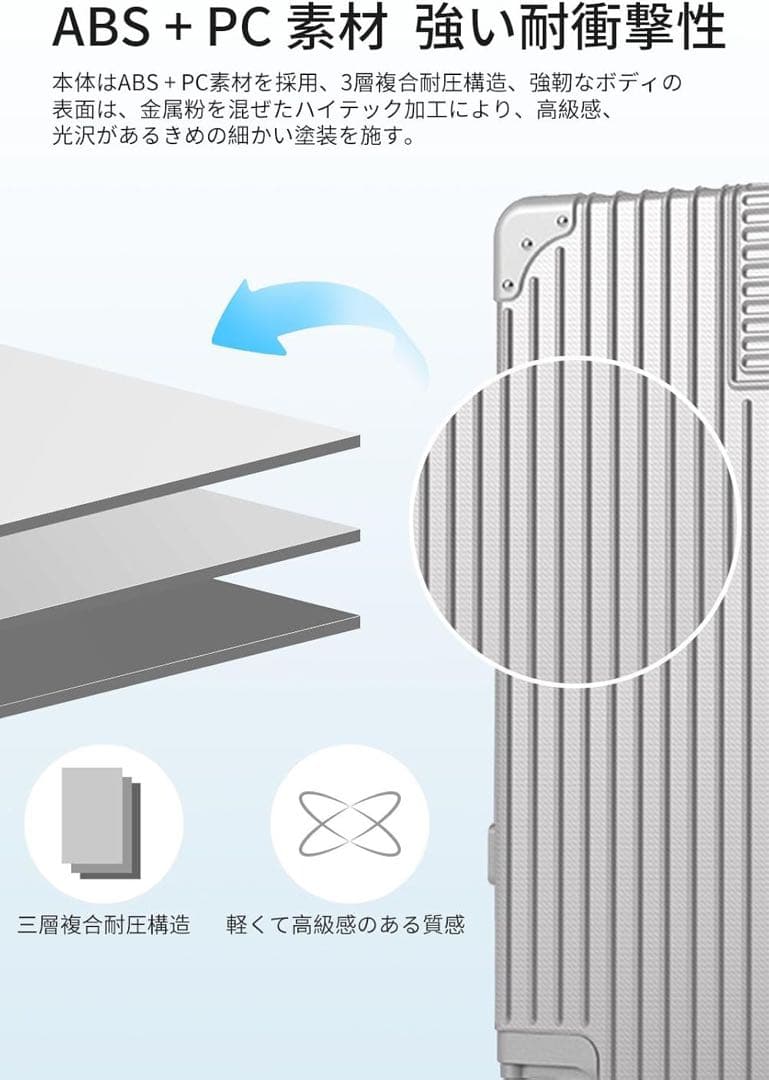 【1回のみ使用】キャリー スーツケース ミニキャリー シルバー TSAロック