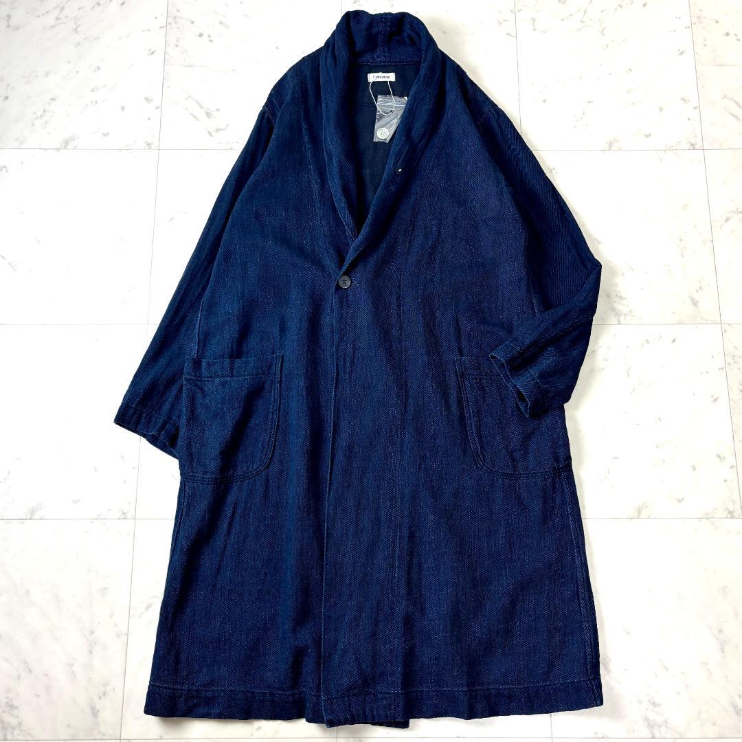 美品✨ プランテーション M インディゴ染 藍染 ショールカラー コットンコート