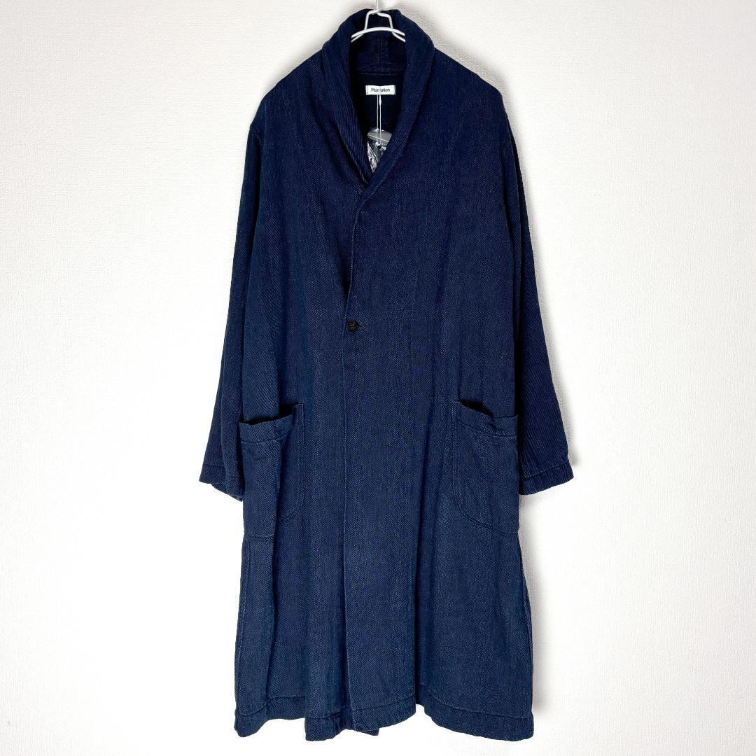 美品✨ プランテーション M インディゴ染 藍染 ショールカラー コットンコート