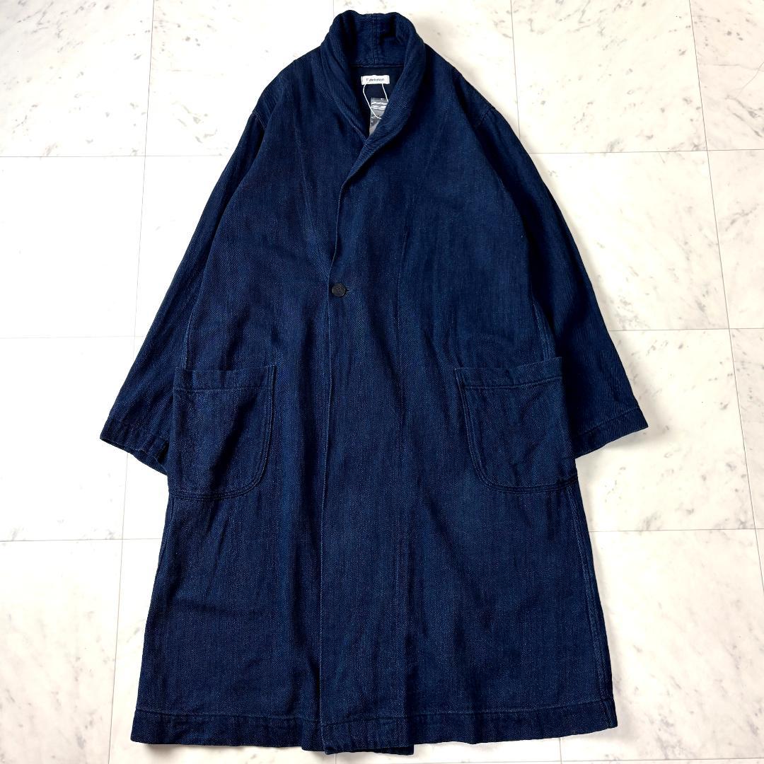 美品✨ プランテーション M インディゴ染 藍染 ショールカラー コットンコート