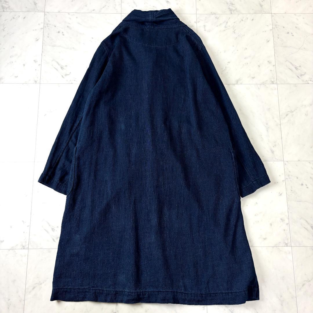 美品✨ プランテーション M インディゴ染 藍染 ショールカラー コットンコート