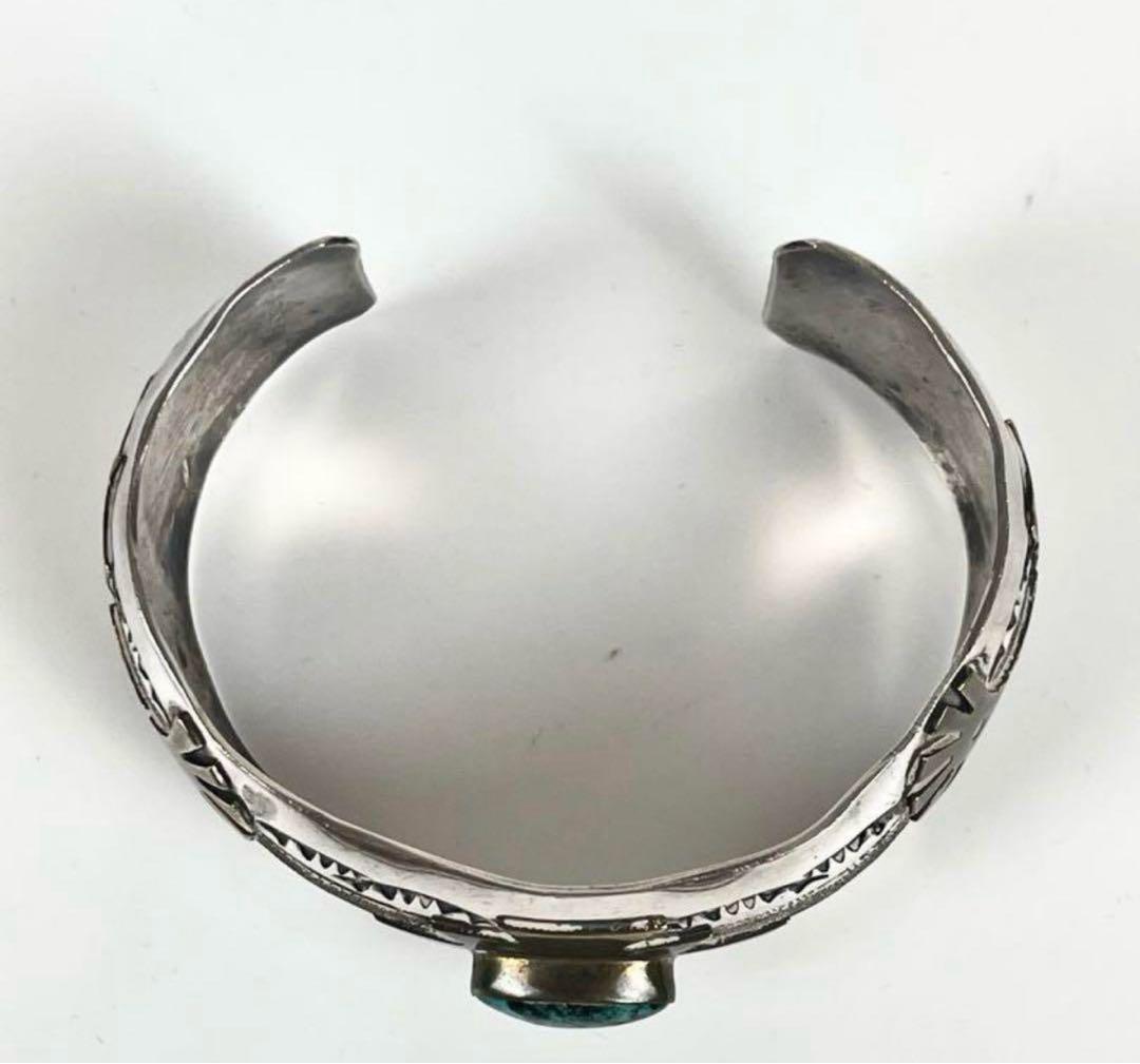 VINTAGE Indian jewelry ターコイズシルバーバングル 太め