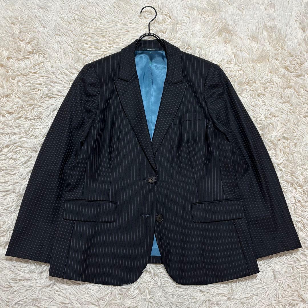 美品 アクアスキュータム レディース スーツ セットアップ ワイドパンツ 15号