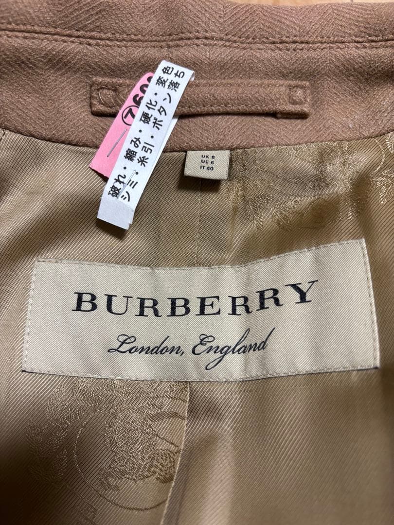 ベージュ ダブルブレスト カシミヤウールトレンチコート　UK8 Burberry