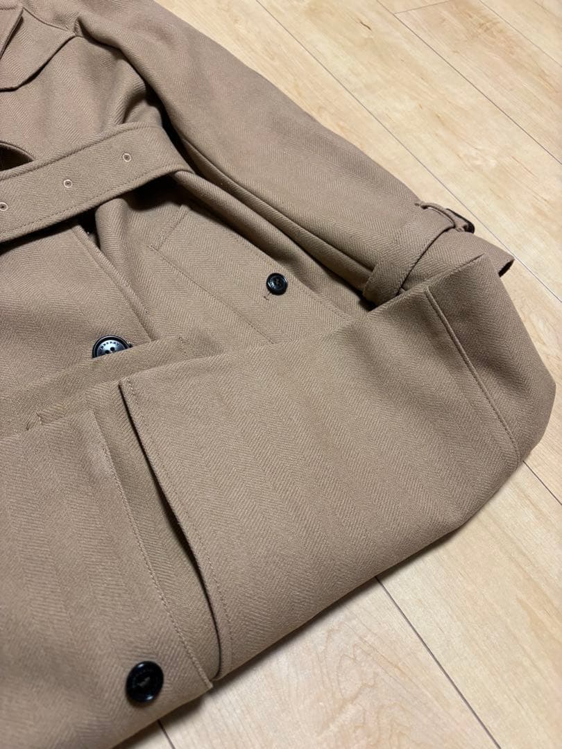 ベージュ ダブルブレスト カシミヤウールトレンチコート　UK8 Burberry