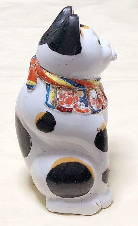 古瀬戸（明治 ~大正期）招き猫置物　アンティーク　希少骨董品　高さ約28センチ