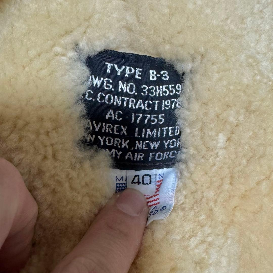AVIREX B-3 フライトジャケット　USA製　40 ボア　　　ムートン