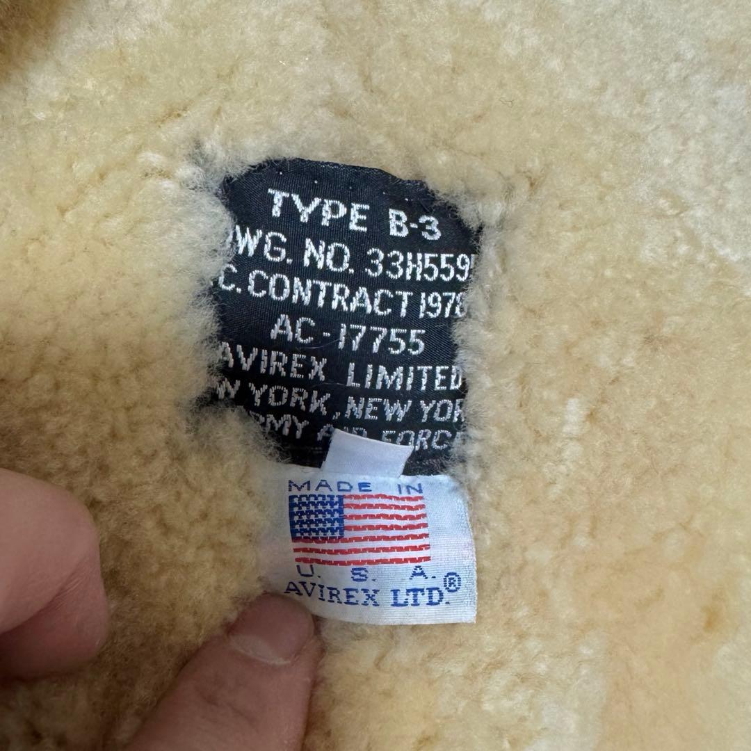 AVIREX B-3 フライトジャケット　USA製　40 ボア　　　ムートン