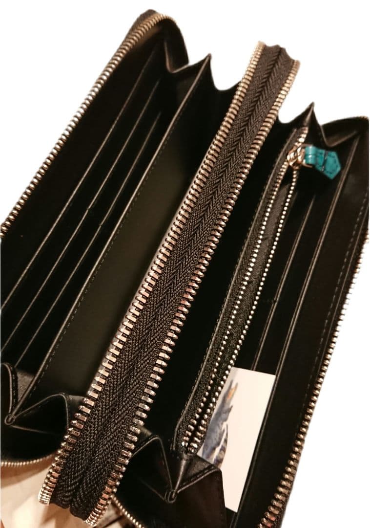 クロコダイル本革レザー長財布ターコイズグリーンブルー ダブルジップ