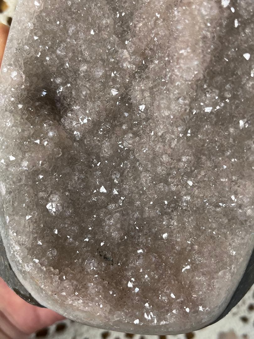 【天然石】④ピンクアメジストドーム 紫水晶　ジオード　原石　置物 木製台座付き