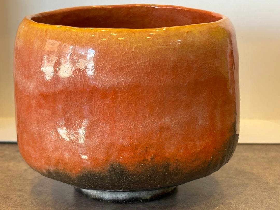 茶道具 佐々木昭楽 赤楽茶碗 時 あかり 茶碗 共箱