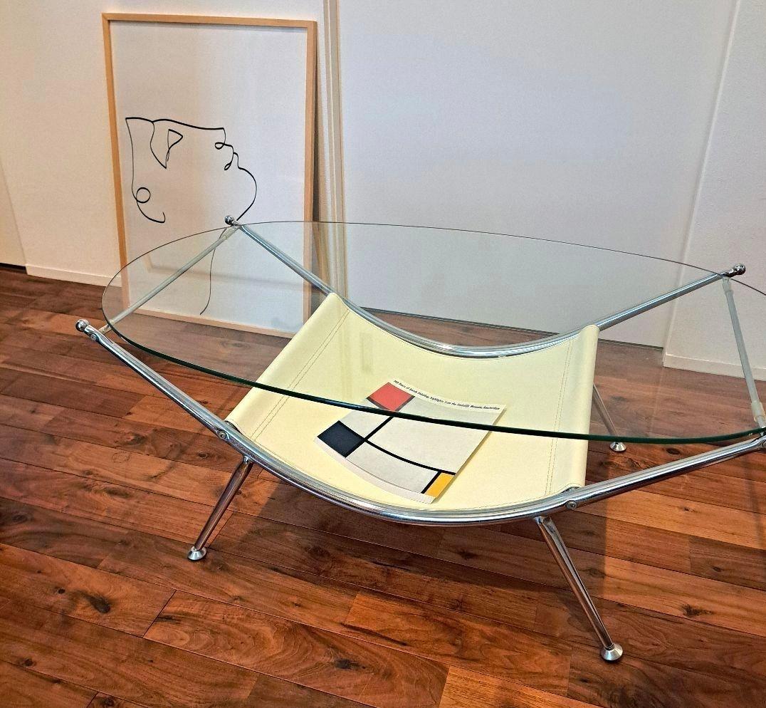 【最終価格】モダン ガラスセンターテーブル オーバル型