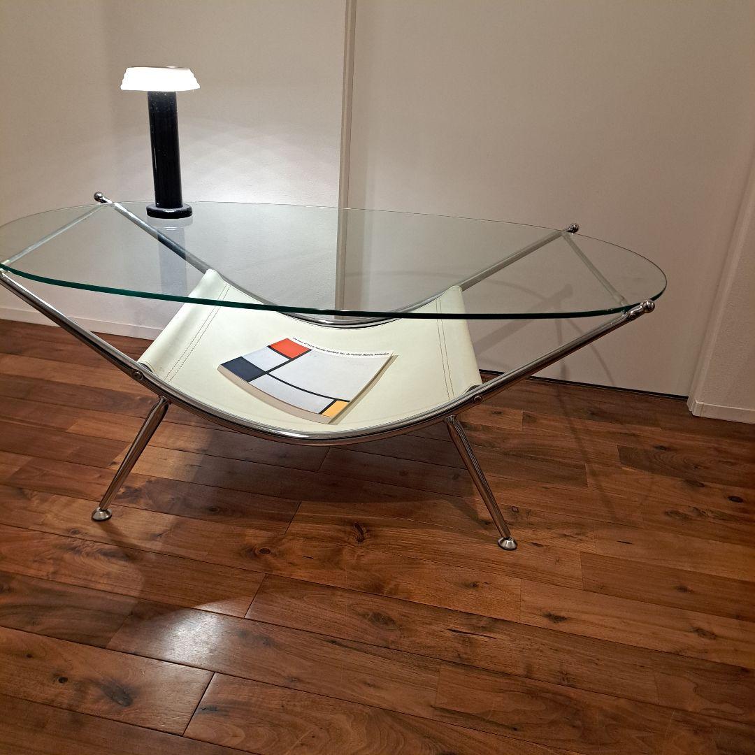 【最終価格】モダン ガラスセンターテーブル オーバル型