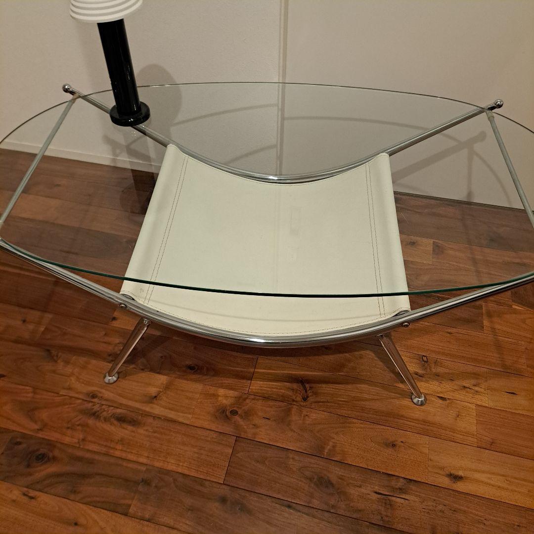 【最終価格】モダン ガラスセンターテーブル オーバル型