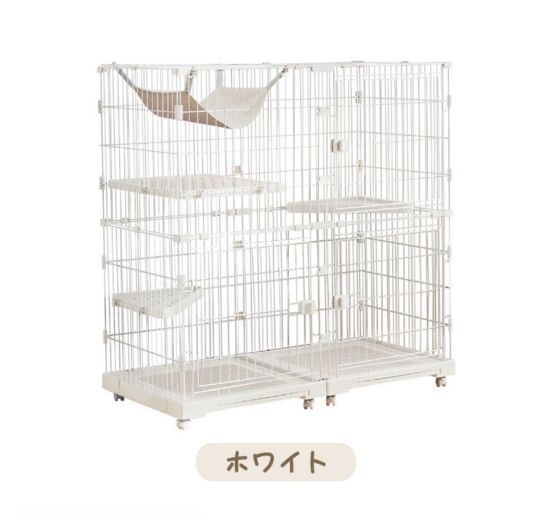 キャットケージ　キャットゲージ　ケージ　猫用品　ワイド仕様　ペット用品　グレー