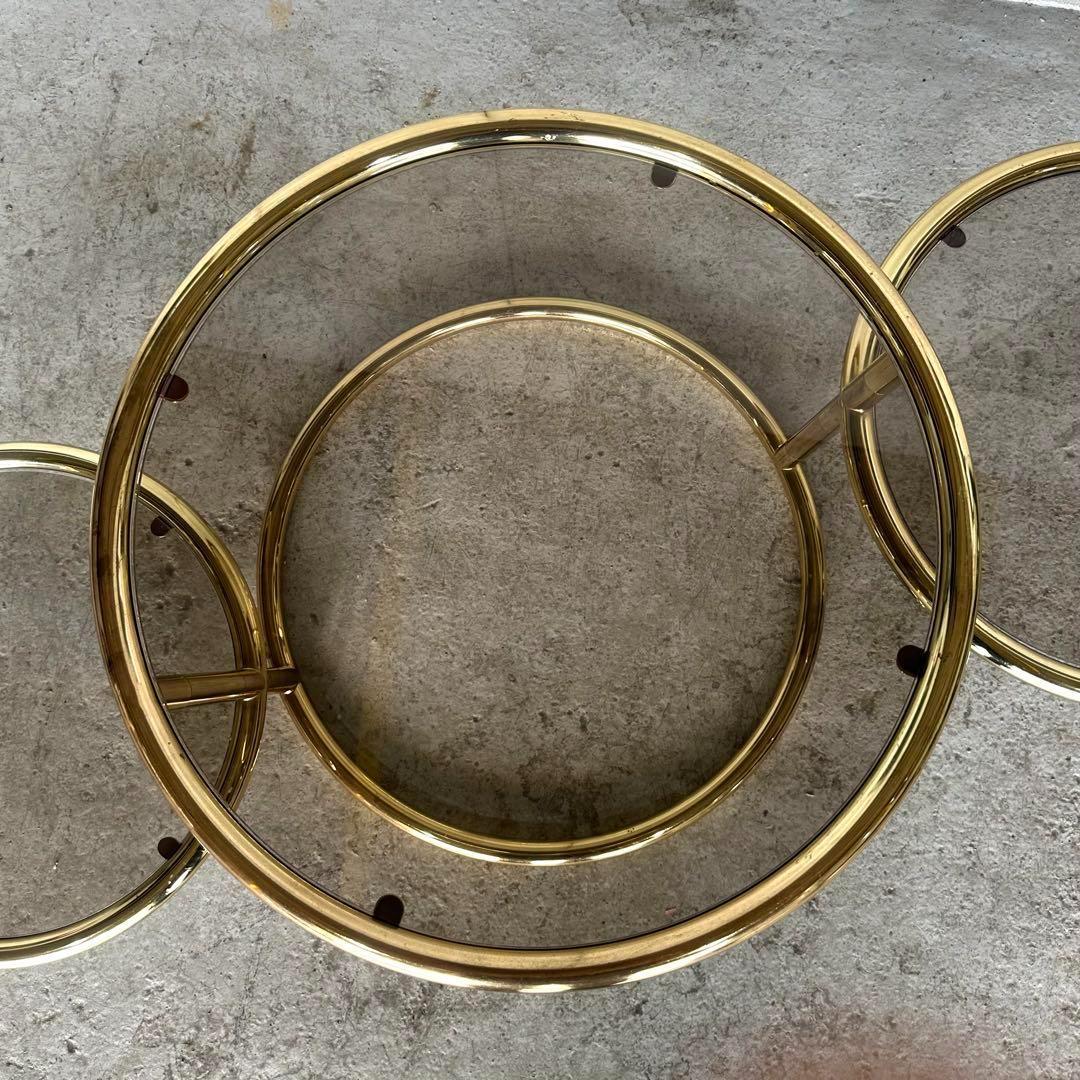 ✿北欧レトロ✿ミッドセンチュリー 3段ガラスサイドテーブル　ラウンドテーブル