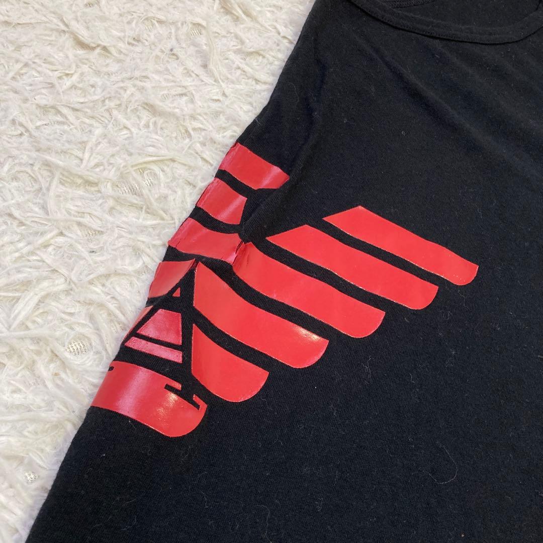 EMPORIO ARMANI プリント入りタンクトップ ブラック USA S 赤