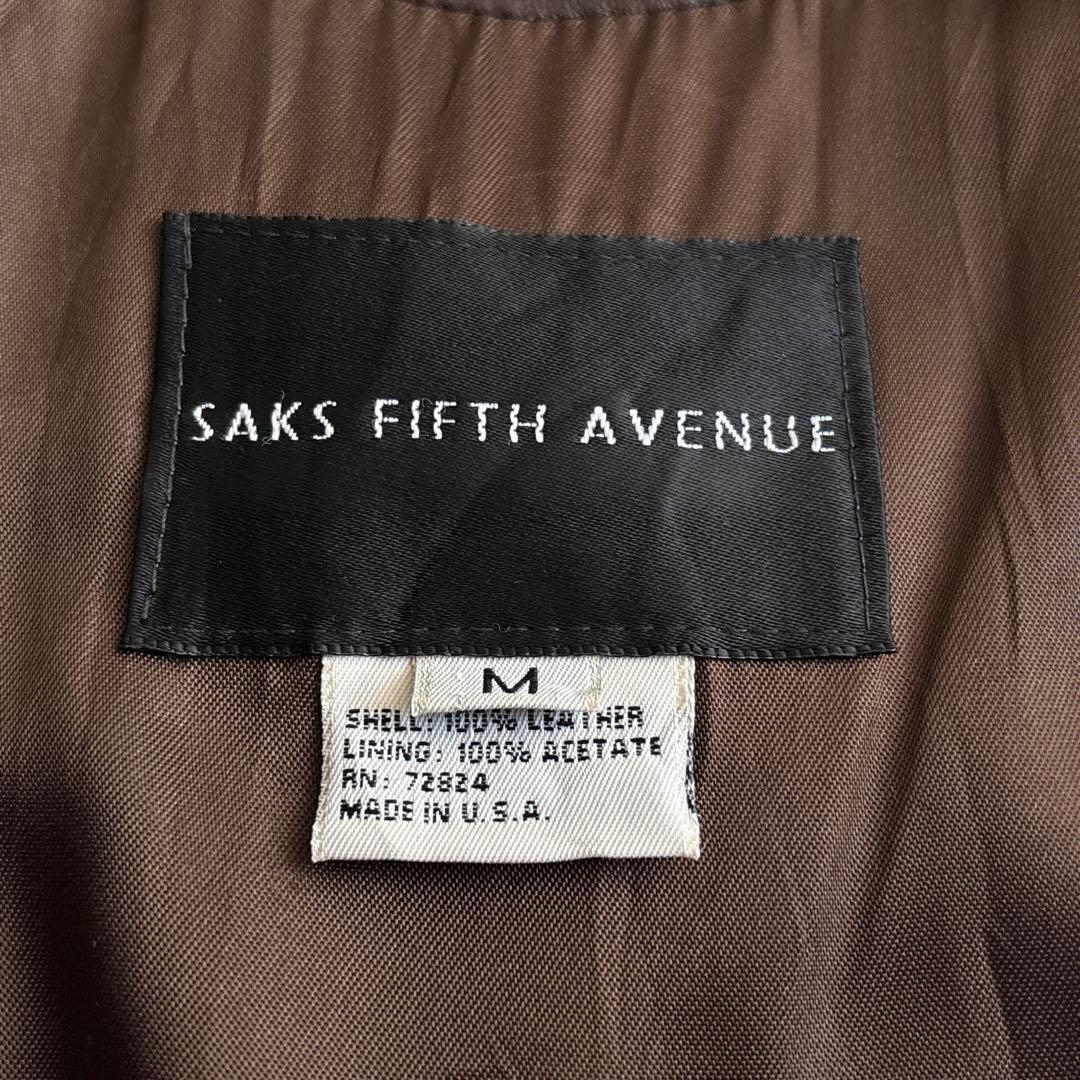 90's■USA製■SAKS FIFTH AVENUE【M】レザージャケット 茶