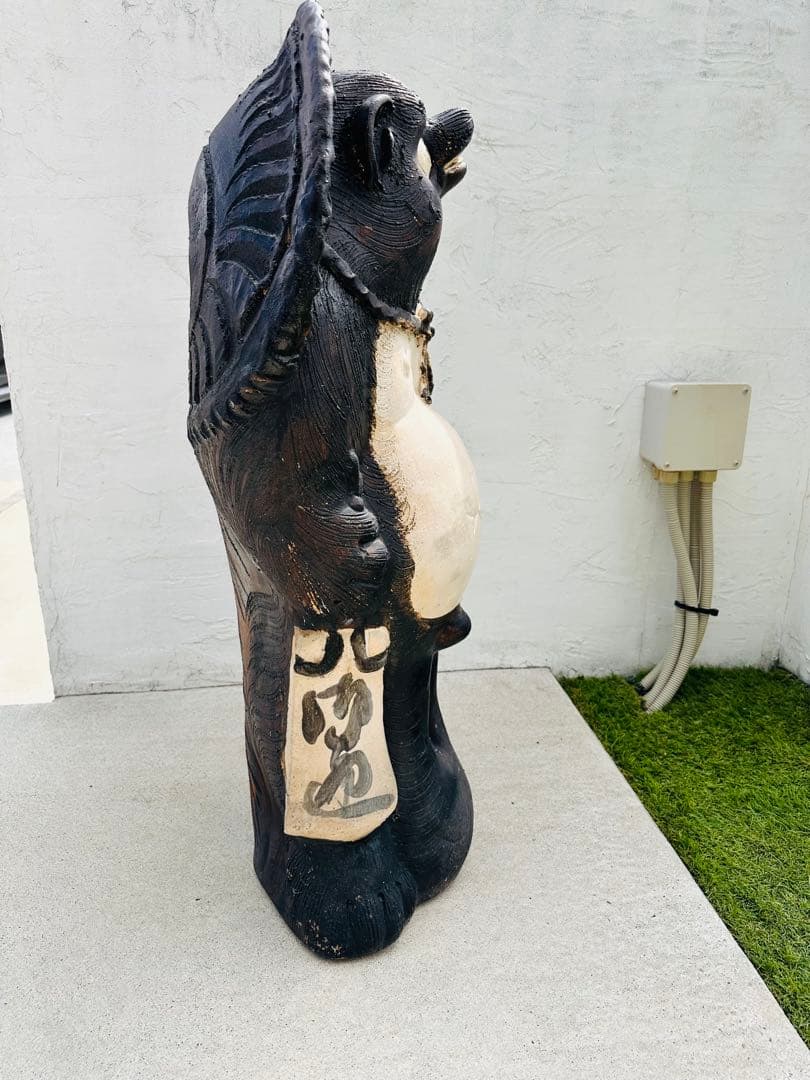 タヌキ置物大型信楽焼オブジェ たぬき 商売繁盛 縁起物 引き取り限定