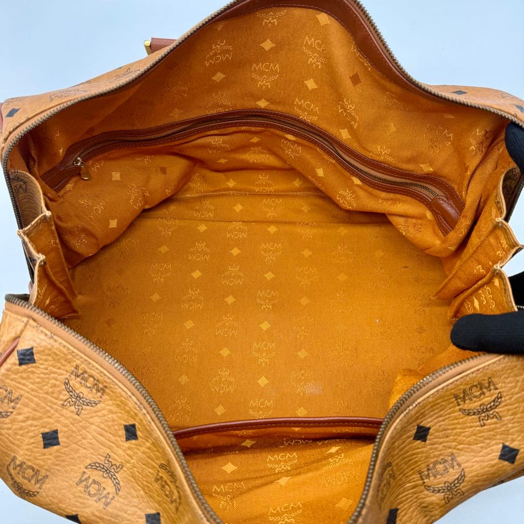 MCM ボストンバッグ ヴィセトス 総柄 ハンドバッグ キャメル PVC×本革