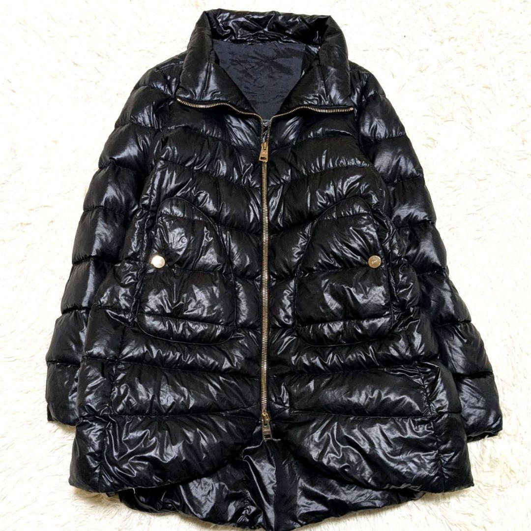 HERNO ヘルノ ダウンコート ロング フォックスファー ブラック L