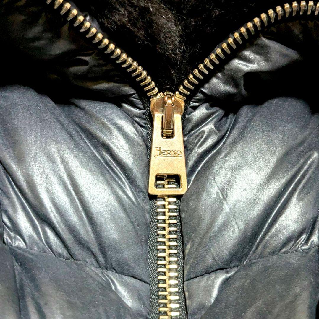 HERNO ヘルノ ダウンコート ロング フォックスファー ブラック L