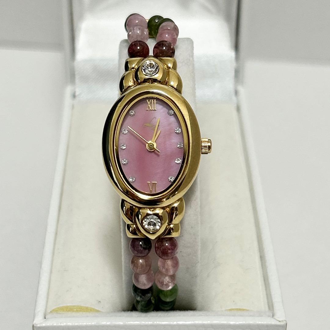 稼働/新品電池 ジュエリーコレクション ピンクシェル ブレスウォッチ