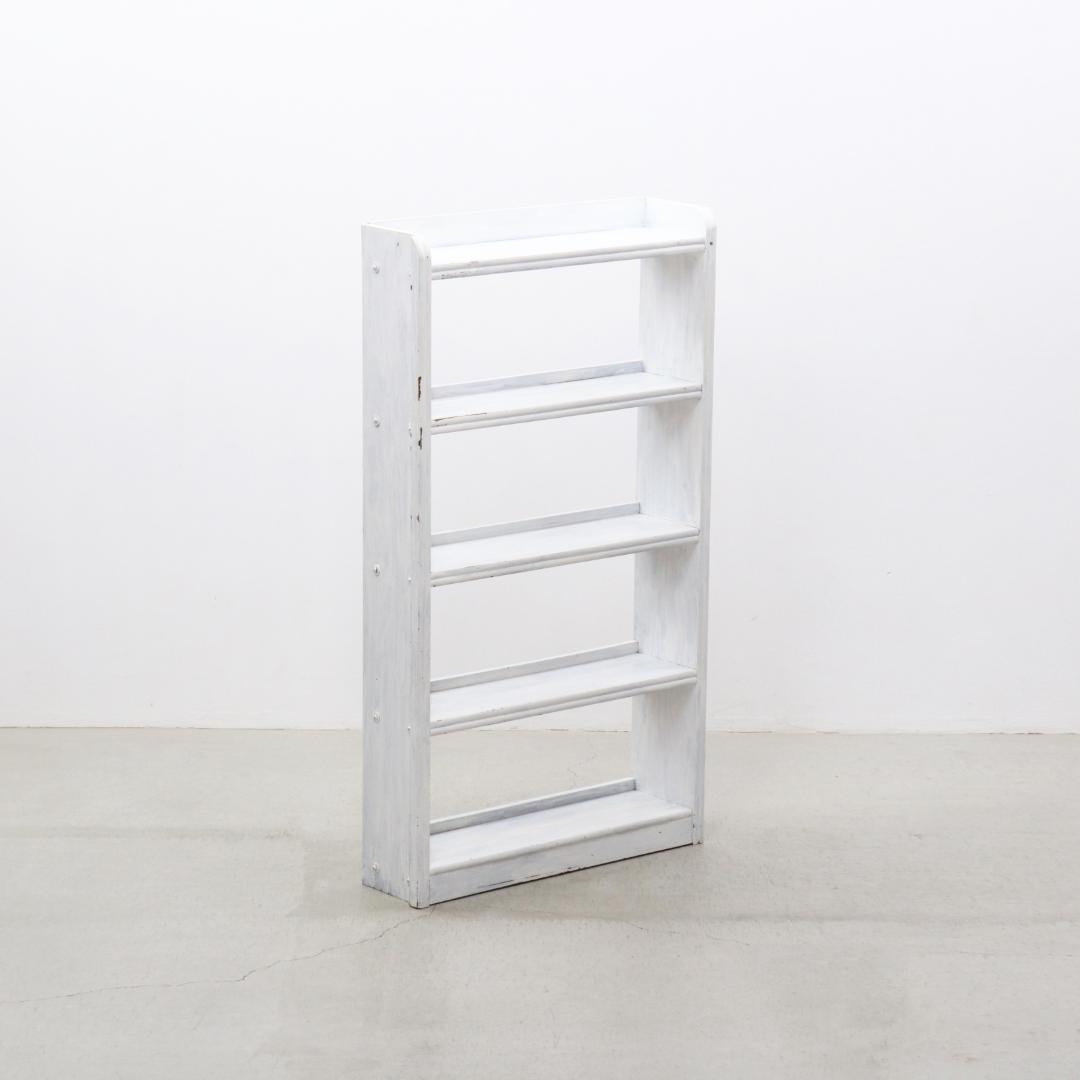 レトロ 無垢材 ペイント 本棚 シェルフ 飾り棚 ラック 書庫 ヴィンテ ージ