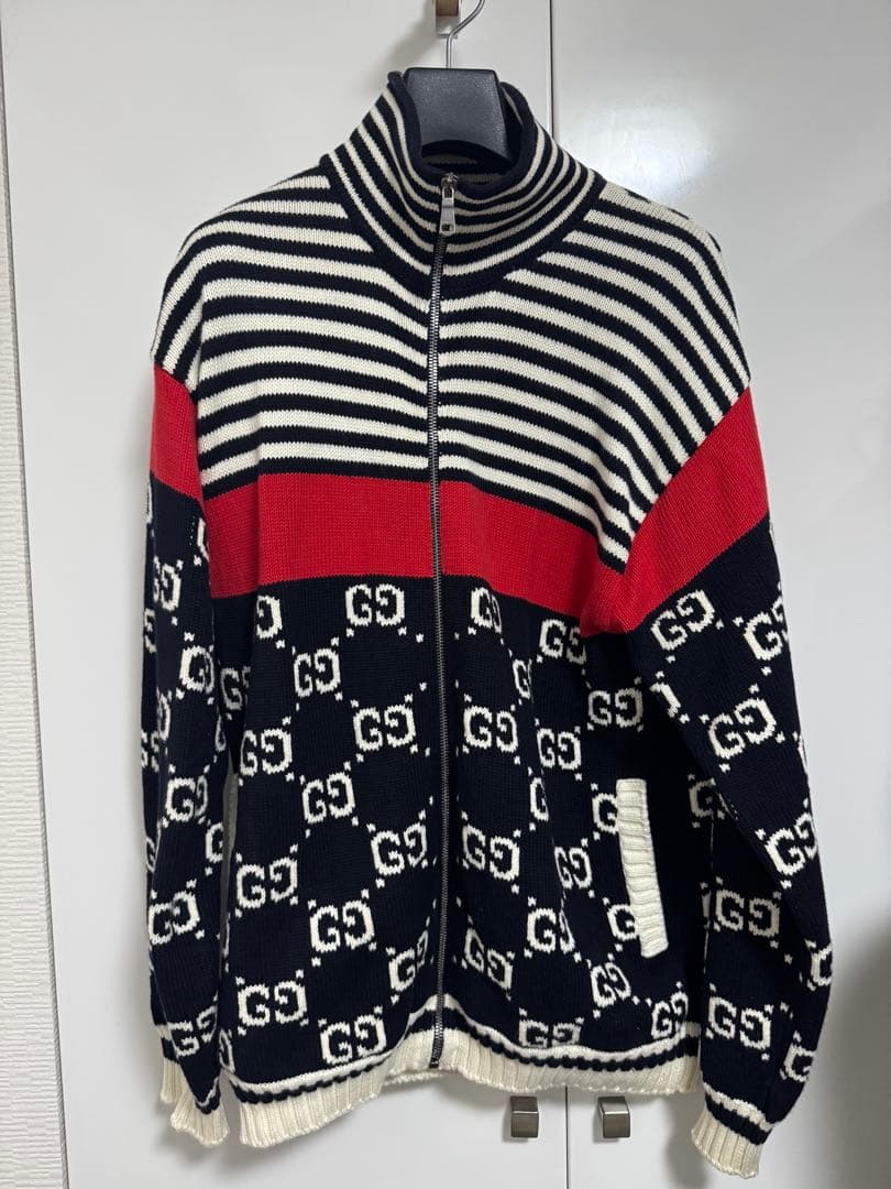 最安値　GUCCI ストライプ ジップアップカーディガン　Sサイズ