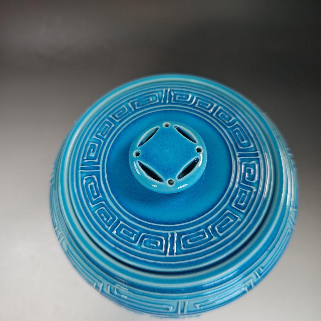 イ846 皆具『叶松谷作』『浅黄交趾　牡丹　皆具　木箱』茶道具　水指　健水　蓋置