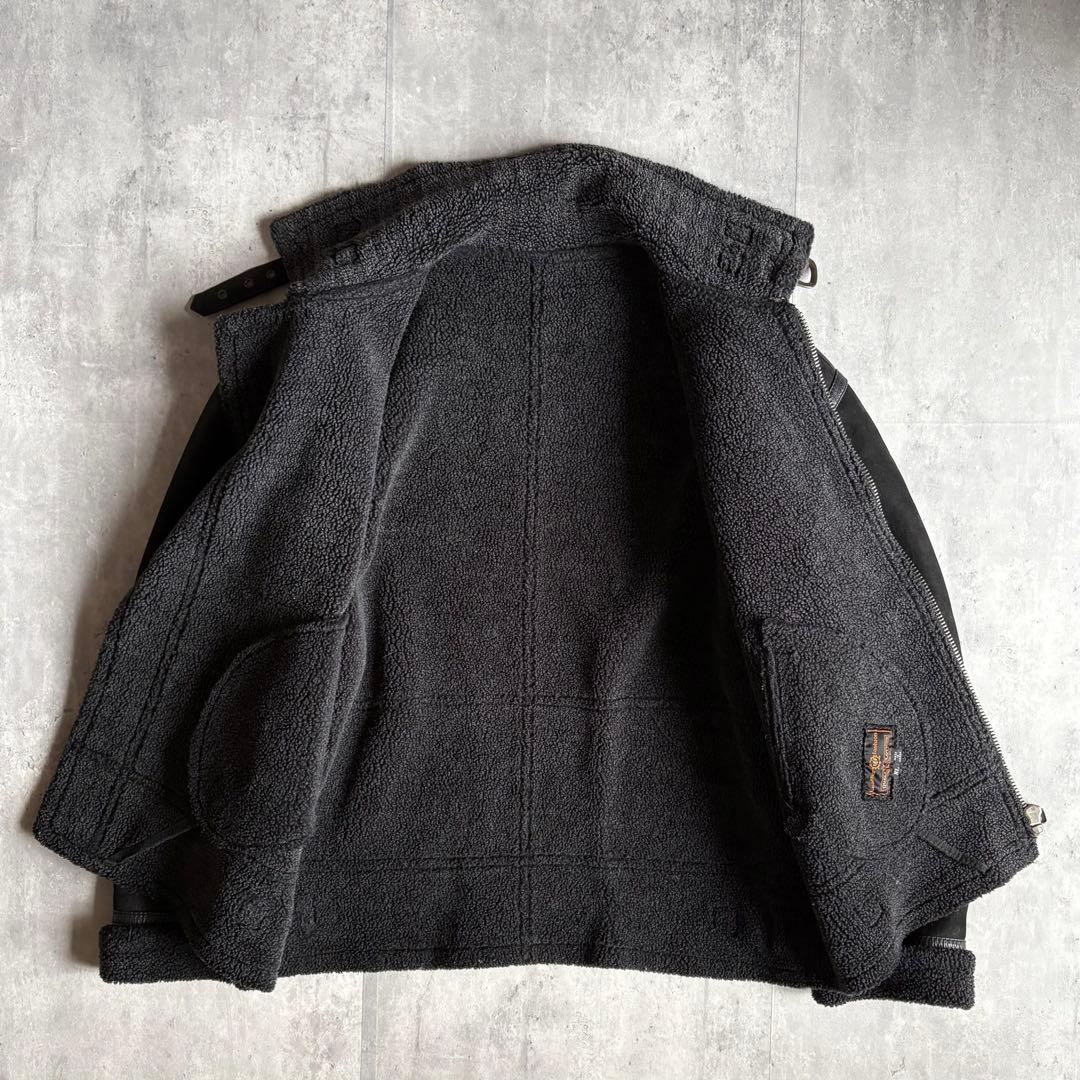 【90s vintage】B-3 フライトジャケット　ヌバック　本革　墨黒　短丈