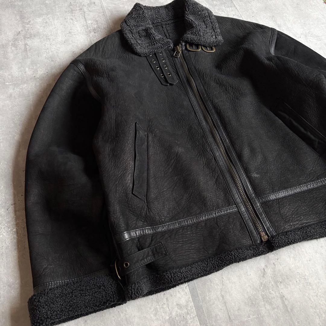 【90s vintage】B-3 フライトジャケット　ヌバック　本革　墨黒　短丈
