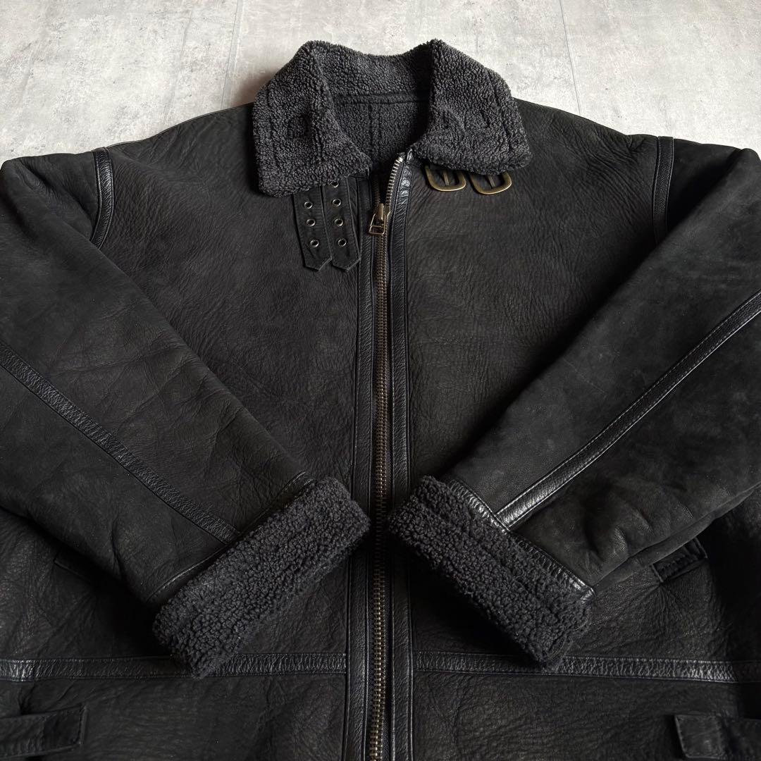 【90s vintage】B-3 フライトジャケット　ヌバック　本革　墨黒　短丈