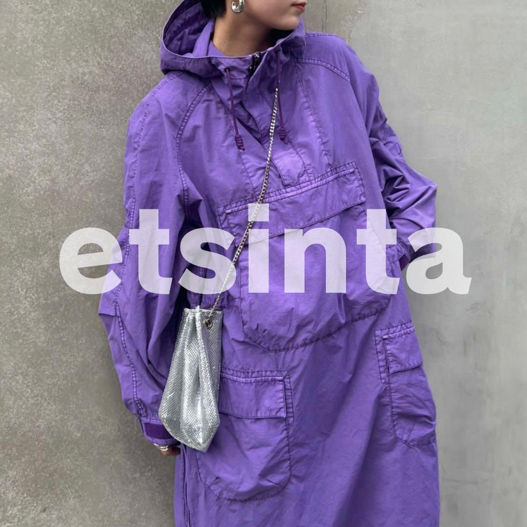 etsinta エシンタ ビックアノラックパーカー パープル ハーフジップ